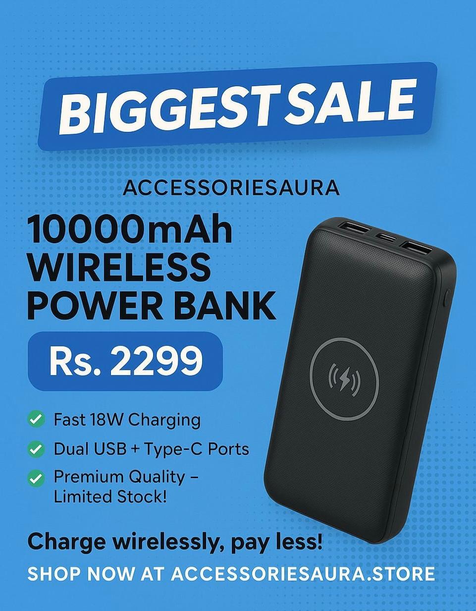 Wireless Charging 10,000mAh Power Bank